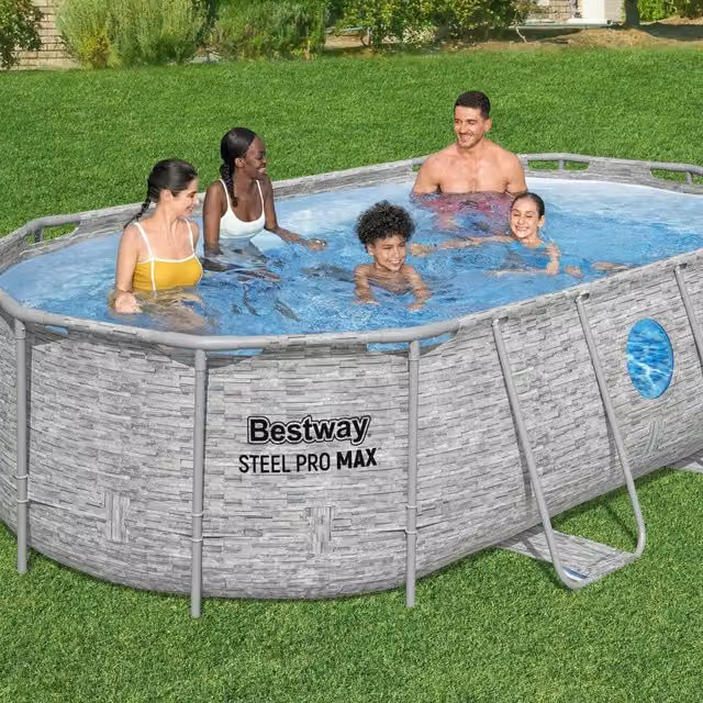 Bestway Splashview Oval Above Ground Pool Set, Grey, W: 426.7 cm, D: 249 cm, H: 100.3 cm