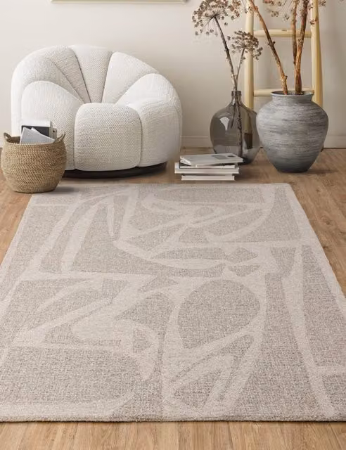 Asiatic Loxley Abstract Modern Wool Rug in Ivory, White and Beige