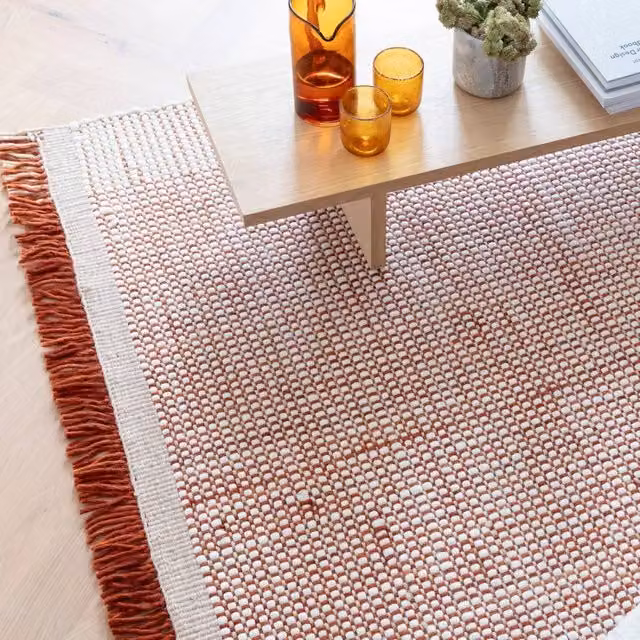 The Rug Shop UK Beige Handmade Wool Geometric Kilim Area Rug W: 200 cm, D: 300 cm