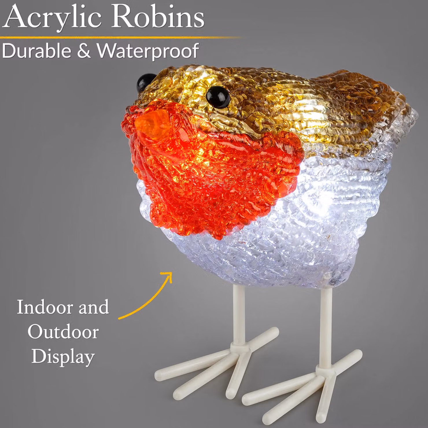 Christow Robin LED Christmas Lights, Battery Operated Indoor and Outdoor Xmas Decorations, Cream – 3