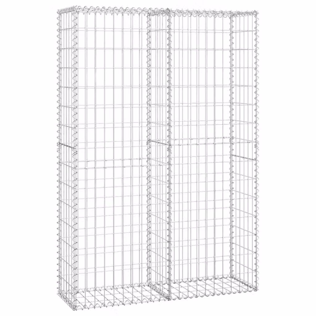 Berkfield Home Silver Galvanised Steel Gabion Basket with Lids W: 150 cm, D: 100 cm, H: 30 cm