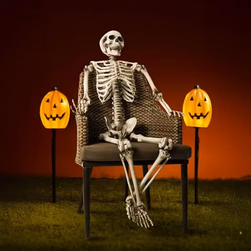 Shatchi Life Size Poseable Human Skeleton Halloween Decoration, White, Height: 165 cm – 2