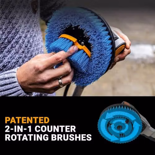 Batavia Maxxpack 18V Twin Brushless Cordless Power Scrubber Set in Blue with 2 x 2.0Ah Batteries and Charger – 6