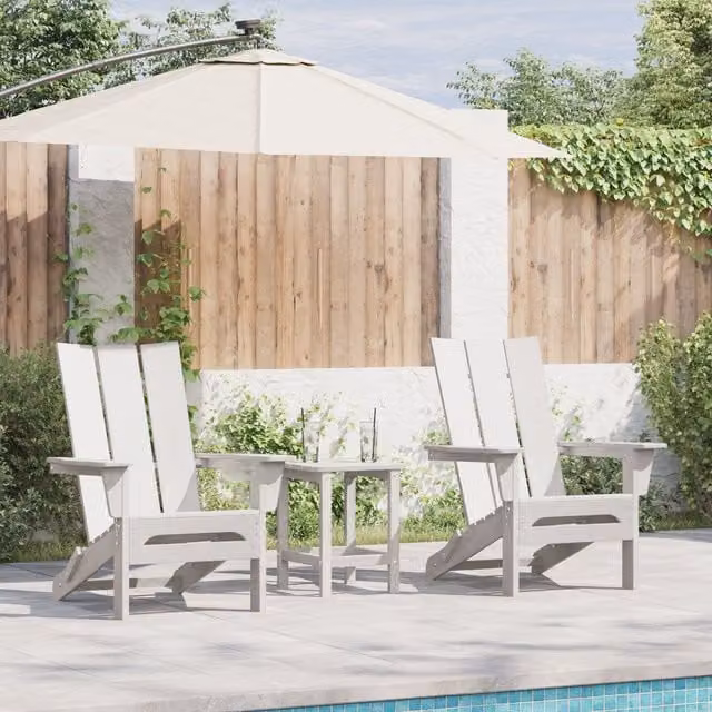 Berkfield Home 3 Piece White HDPE Garden Lounge Set with Cushions