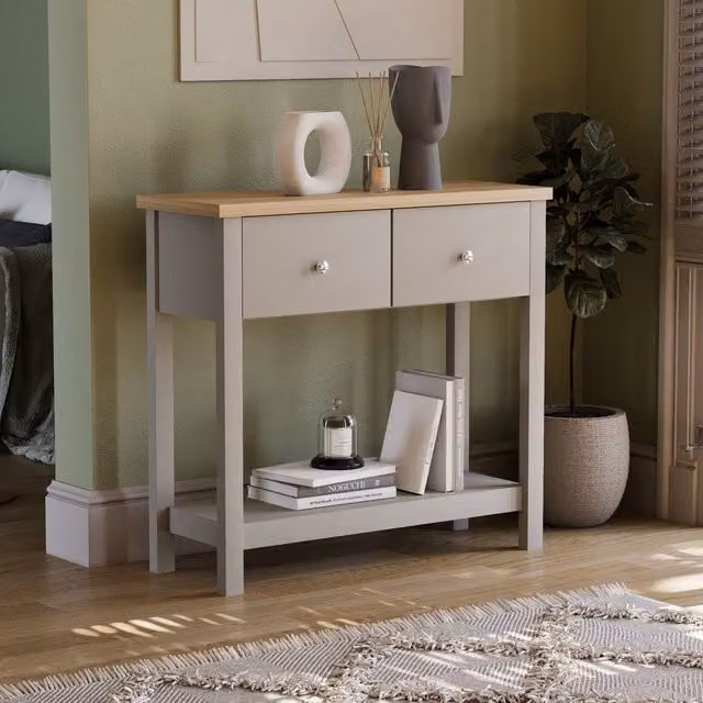 Vida Designs Arlington 2 Drawer Console Table in Grey