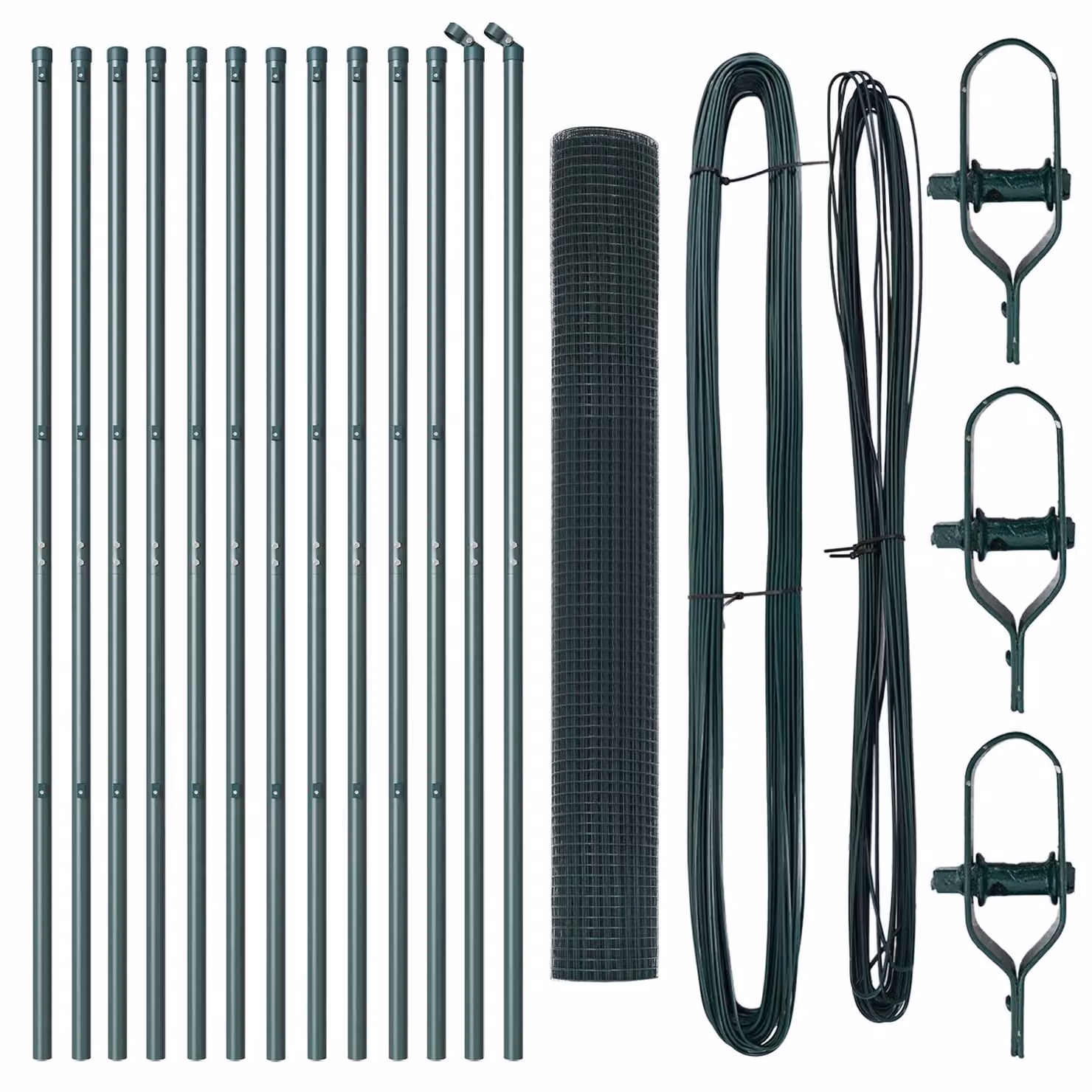 Berkfield Home Green Steel Welded Wire Fence with 13 Posts, W: 25 m, H: 1.4 m – 2