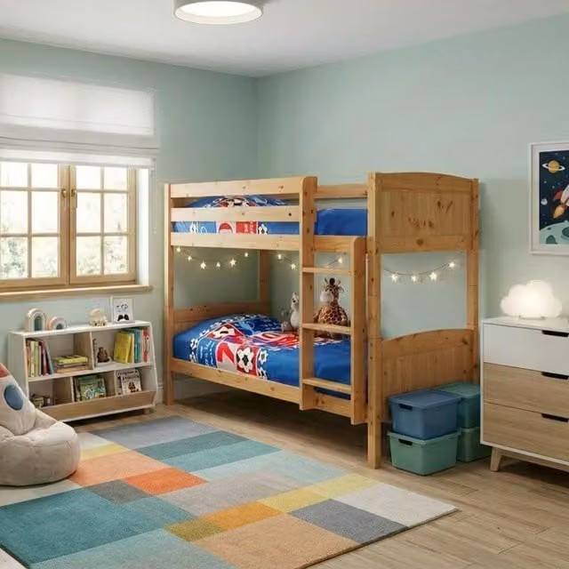 Christopher Classic Solid Pine Two-Tier Bunk Bed in White, Grey or Brown, W/D/H: 90 x 190 x 197 cm