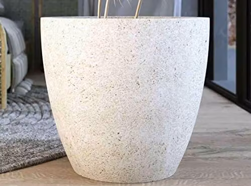 Primrose White Egg Shape Polystone and Fiberstone Planter for Indoor and Outdoor Use, 36 cm – 5