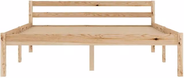 Berkfield Home Modern Solid Pine Wood Bed Frame, Brown, W/D/H: 140 x 200 x 60 cm