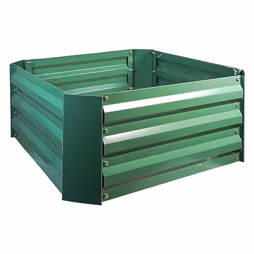 mysmartbuy Green Metal Raised Garden Bed, Steel Outdoor Planter Box for Vegetables, Herbs and Flowers, H30 x W61 x D61 cm