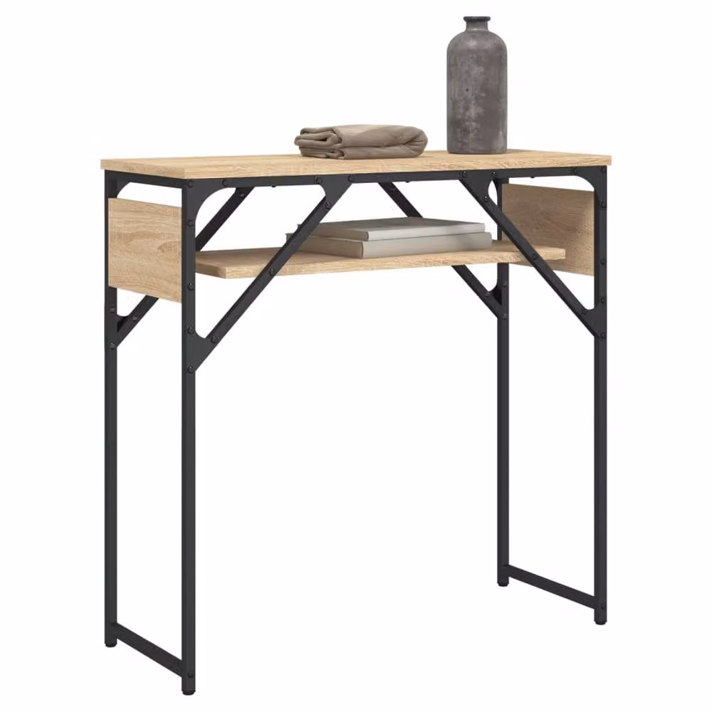 Berkfield Home Console Table with Shelf in Sonoma Oak Brown, W/D/H: 75 x 30 x 75 cm – 3