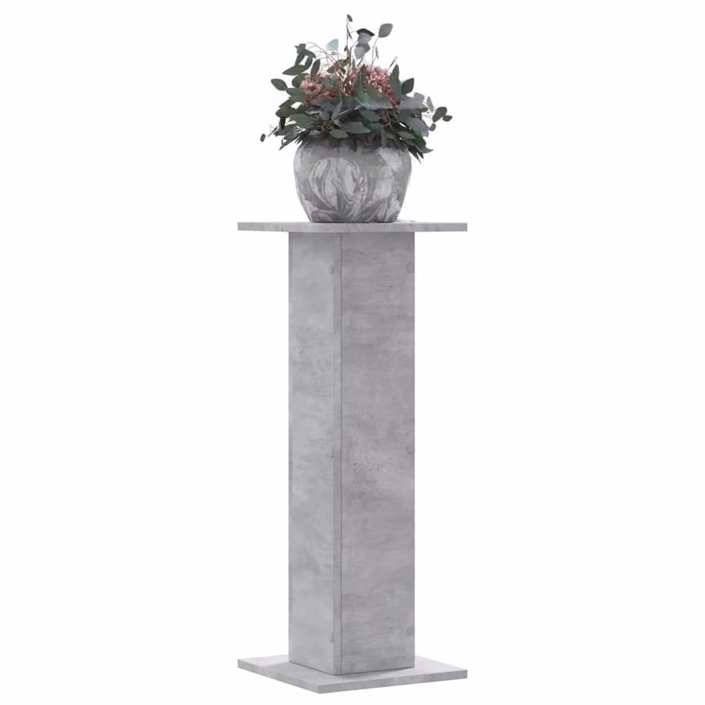Berkfield Home Set of 2 Modern Plant Stands in Concrete Grey, Engineered Wood, W/D/H: 30 x 30 x 80 cm – 2