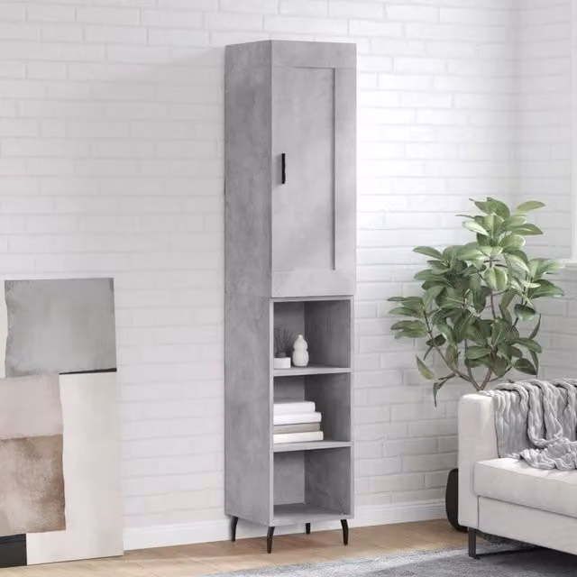 Berkfield Home Highboard in Concrete Grey, W/D/H: 34.5 x 34 x 180 cm – 1