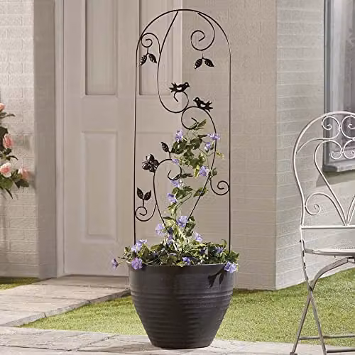 Garden Gear Black Metal Bird Design Plant Supports, Set of 2, Height: 120 cm, Width: 40 cm, Depth: 40 cm – 2