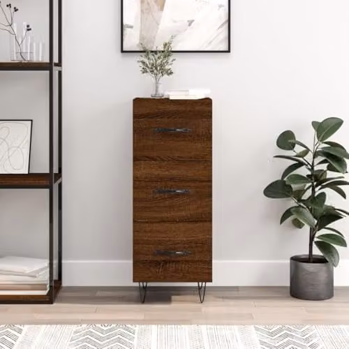 vidaXL Modern Brown Oak Sideboard in Engineered Wood W/D/H: 34.5 x 34.5 x 90 cm – 2