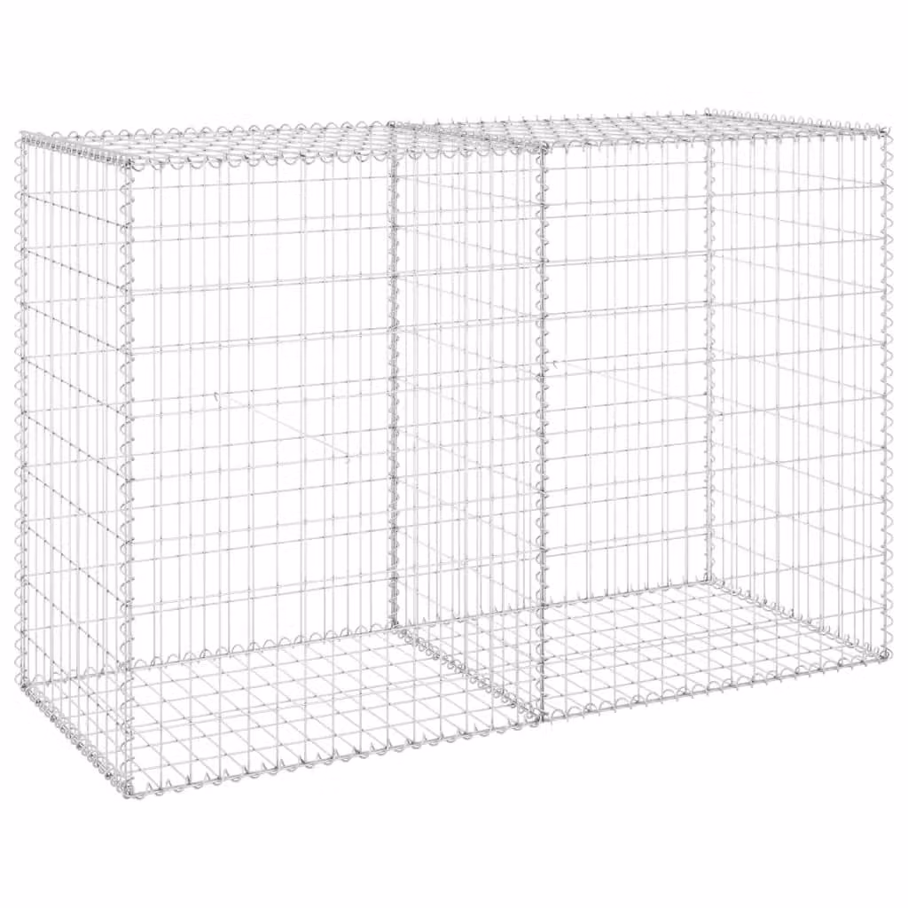 Berkfield Home Galvanised Steel Gabion Wall with Covers in Silver, W/D/H: 150 x 60 x 100 cm