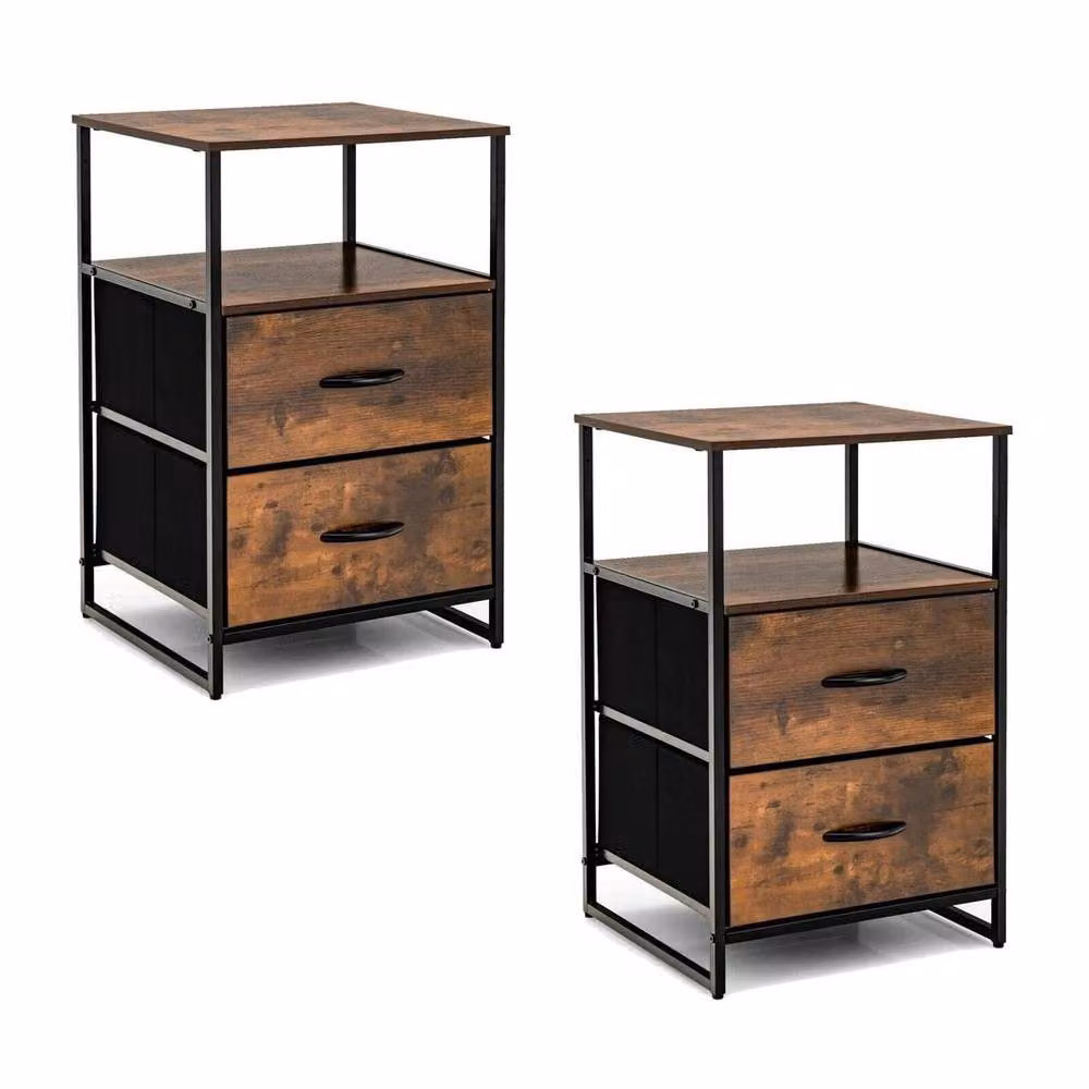 SPETLEK 2-Drawer Industrial Storage Cabinet and Dresser Organizer in Brown Metal – 3
