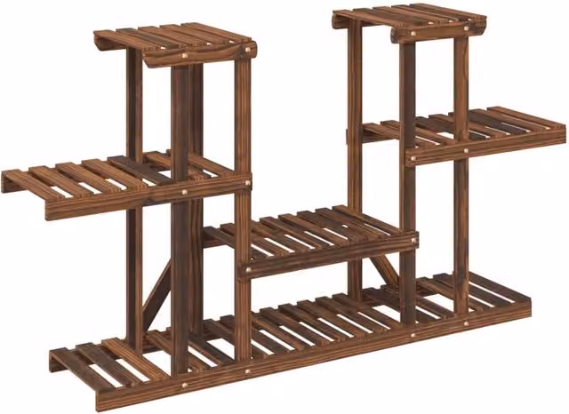Berkfield Home Retro Wood Flower Stand in Brown, W/D/H: 110 x 25 x 73 cm