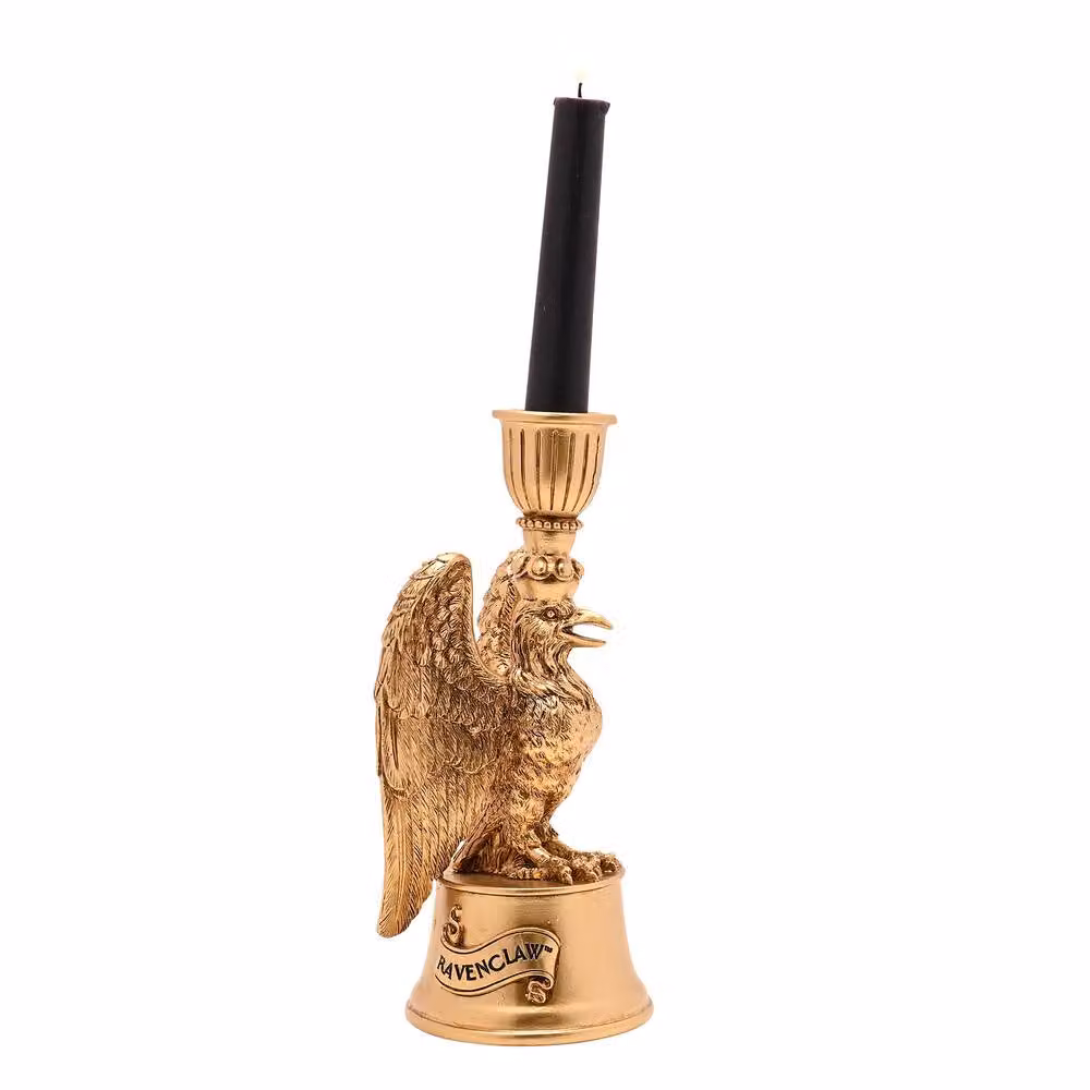 Warner Bros Harry Potter Alumni Ravenclaw Raven 3D Taper Candle Holder in Antique Gold Metal – 3