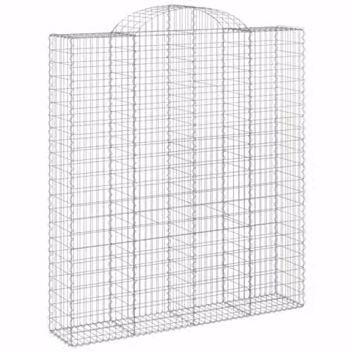 vidaXL Arched Gabion Baskets, 20 Pieces, Silver Galvanised Steel, W: 200 cm, D: 50 cm, H: 220/240 cm