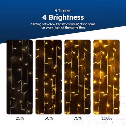 Desiretech LED Plug-in Christmas String Lights in Warm White, 20m with 200 LEDs, Waterproof with Remote Control, Timer and Dimmable Settings – 4
