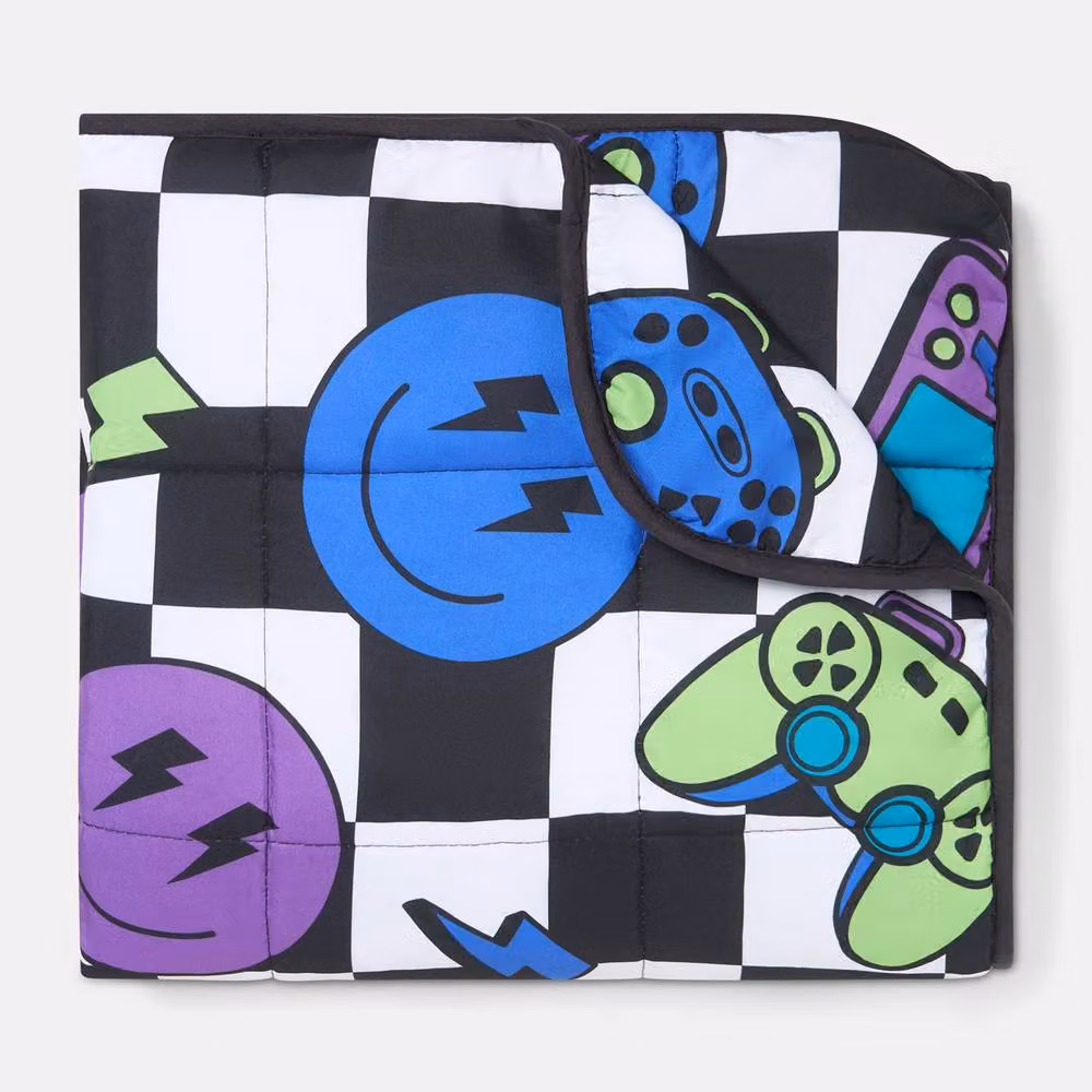 OHS Kids Checkerboard 3kg Weighted Sensory Sleep Quilted Throw in Multicolour – 3