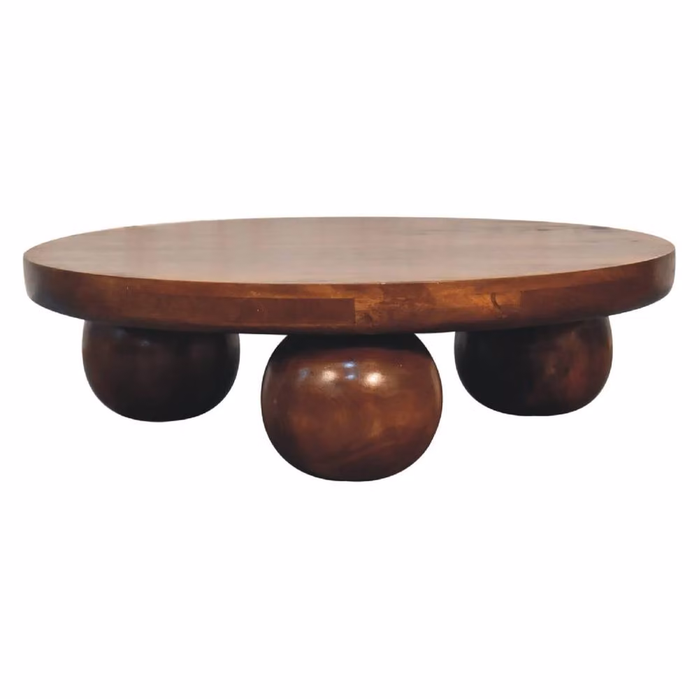 Wyld Haus Reims Round Mango Wood Coffee Table in Brown, W: 80 cm, D: 80 cm, H: 23 cm – 2