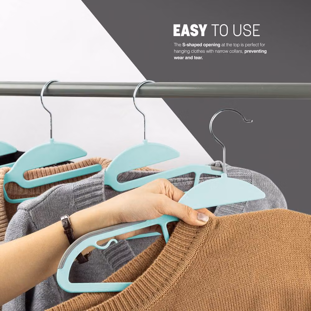 Keplin 50-Pack Non-Slip Plastic Hangers with Swivel Hook and Space-Saving Design in Turquoise/Petrol, W: 41 cm, H: 22 cm – 5