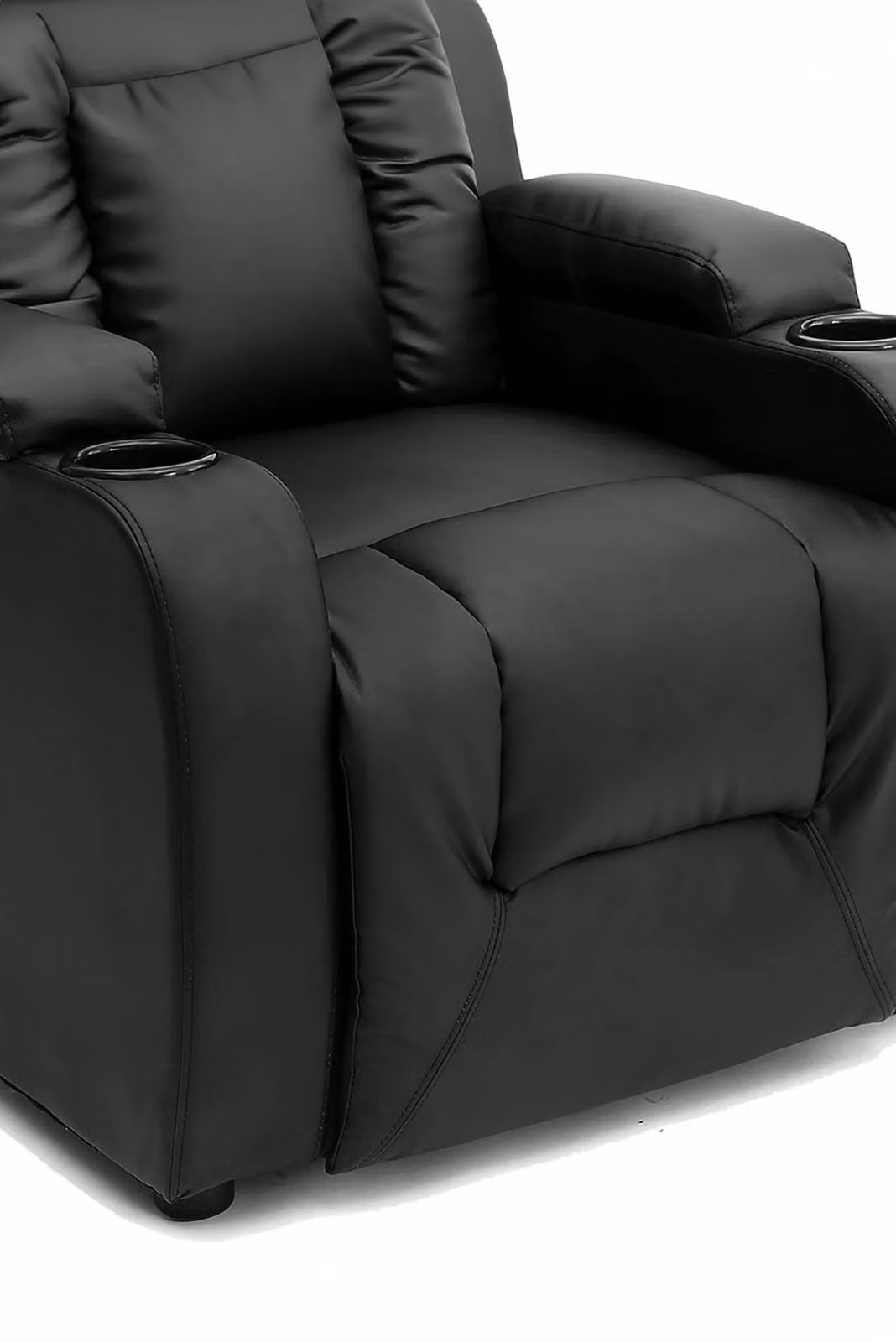 More4Homes Oscar Pushback Recliner Armchair in Black Bonded Leather with Cup Holders – 5