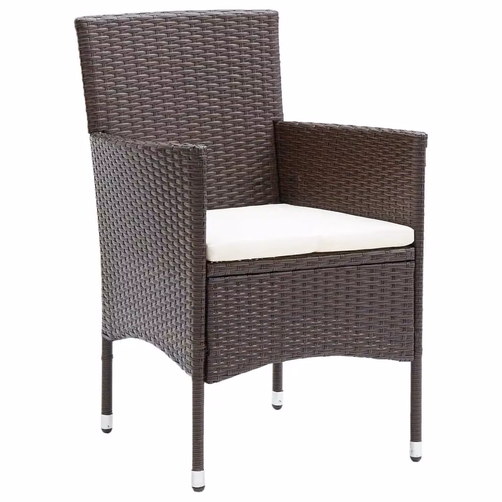 Berkfield Home Set of 4 Modern Brown Poly Rattan and Metal Garden Dining Chairs – 2