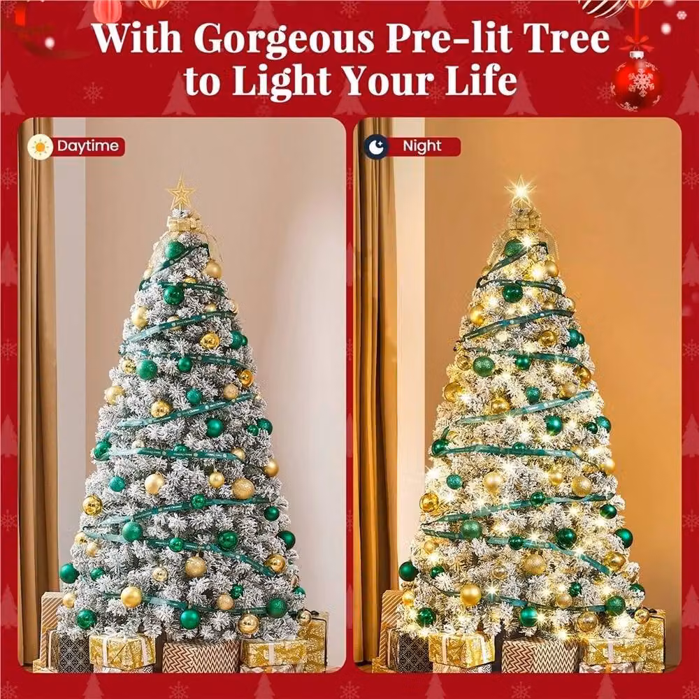Kelvenix 6ft Classic Artificial Christmas Tree with 350 Warm White and Multicolour LED Lights – 7