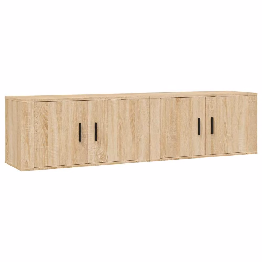 Berkfield Home Classic Wall-mounted TV Cabinets, 2 Piece Set in Sonoma Oak and Beige, W/D/H: 80 x 34.5 x 40 cm – 3