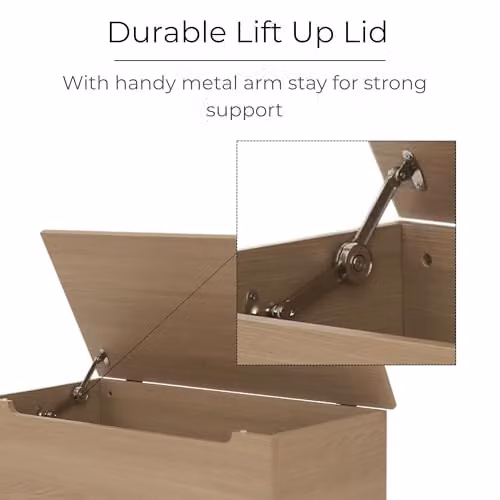 Core Products Freya Wooden Storage Chest Ottoman in Brown with Gas Strut Lid, W/D/H: 80 x 41.1 x 38 cm – 3