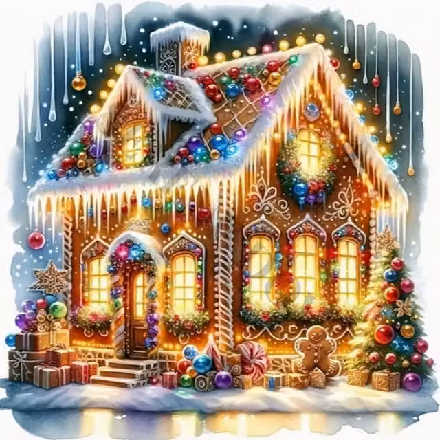 Syntego Cosy Christmas House Diamond Painting Kit for Adults, Multicolour