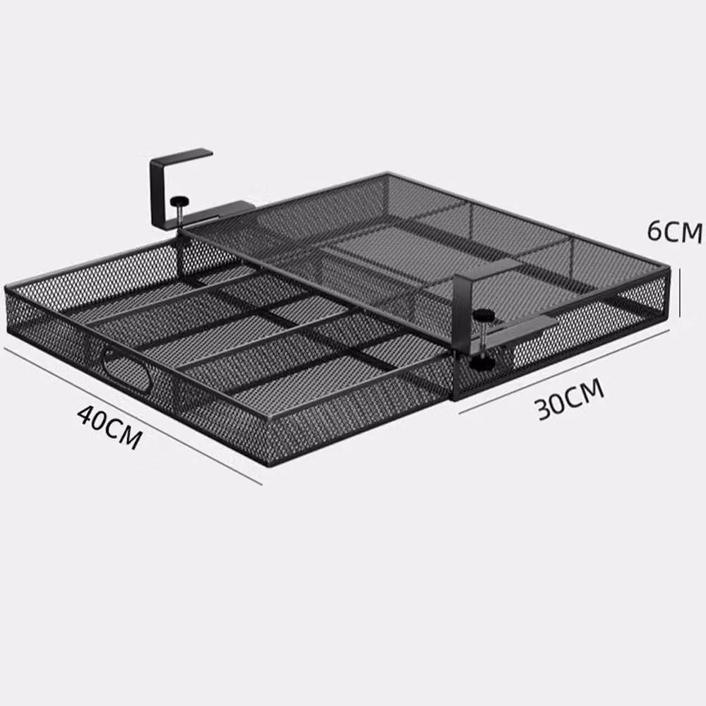 VOGREX Under Desk Drawer Tray for Study Table and Pencil Storage, Black, W: 40.0 cm, D: 30.0 cm, H: 6.0 cm – 2