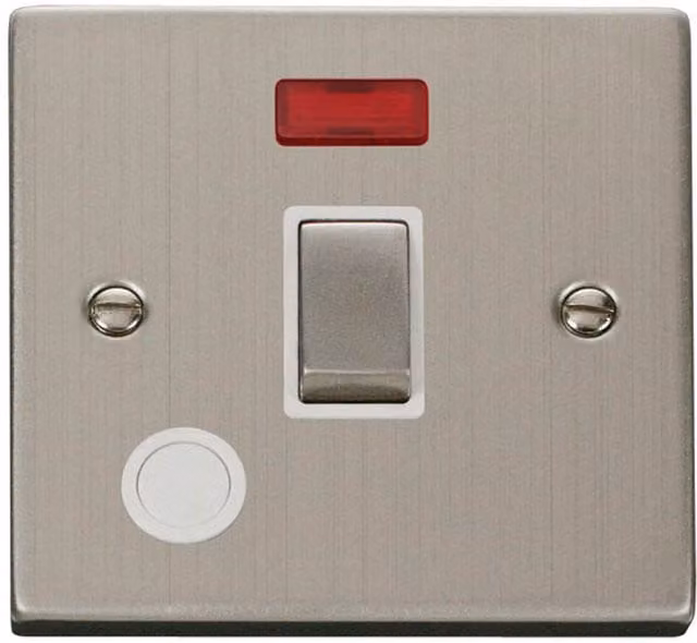 SE HOME Stainless Steel 1 Gang 20A Ingot DP Flush Switch with Neon and Flex in White and Silver