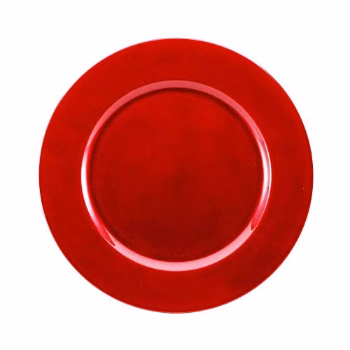 Simpa Set of 6 Red Plastic Charger Plates, 33 cm Diameter