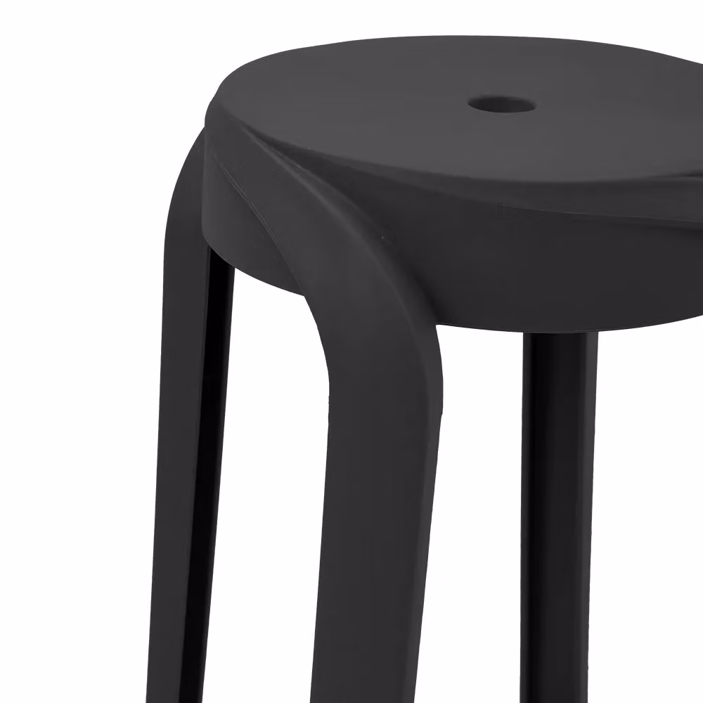 Living and Home Set of 10 Black Stackable Round Plastic Dining Stools – 6