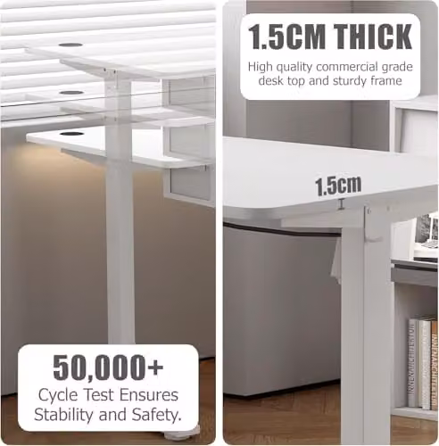 MCC Direct Easton Electric Height Adjustable Standing Desk, White, W: 160 cm, D: 70 cm – 4