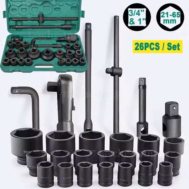 SPETLEK 26-Piece Impact Socket Set with Ratchet in Black