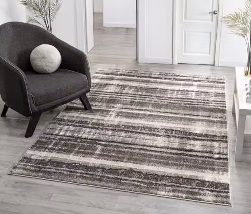 Desire Rugs Abstract Modern Grey Rectangular Area Rug, W: 200 cm, D: 290 cm – 1
