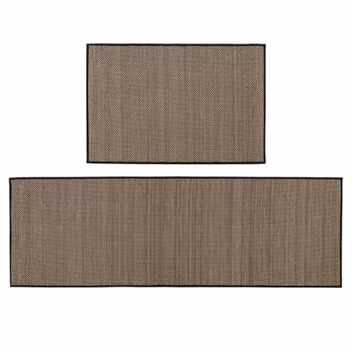 JVL Antarra Machine Washable Non-Slip Entrance Doormat and Runner Set, Black