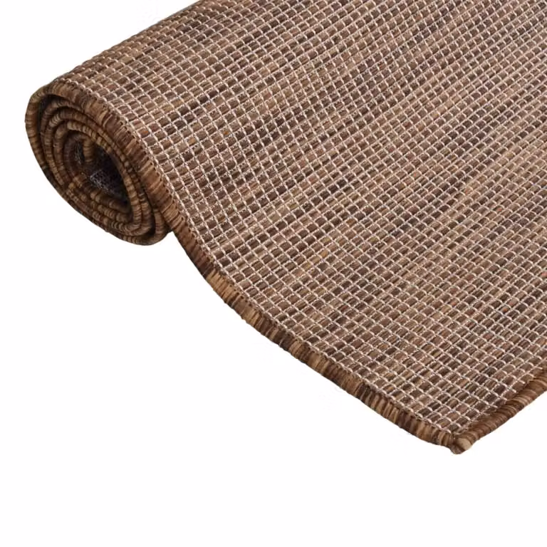 Berkfield Home Brown Outdoor Flatweave Round Rug, Diameter: 100 cm