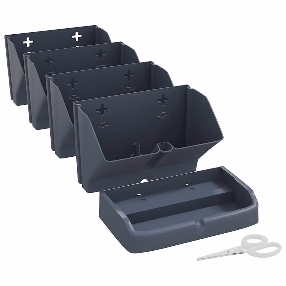 Berkfield Home Vertical Garden Plant Set of 4 Anthracite Polypropylene Hanging Planters in Black – 4