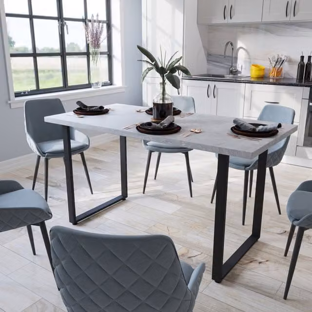 Shefa Line Seattle Modern Rectangular Dining Table in Grey, Width: 120 cm