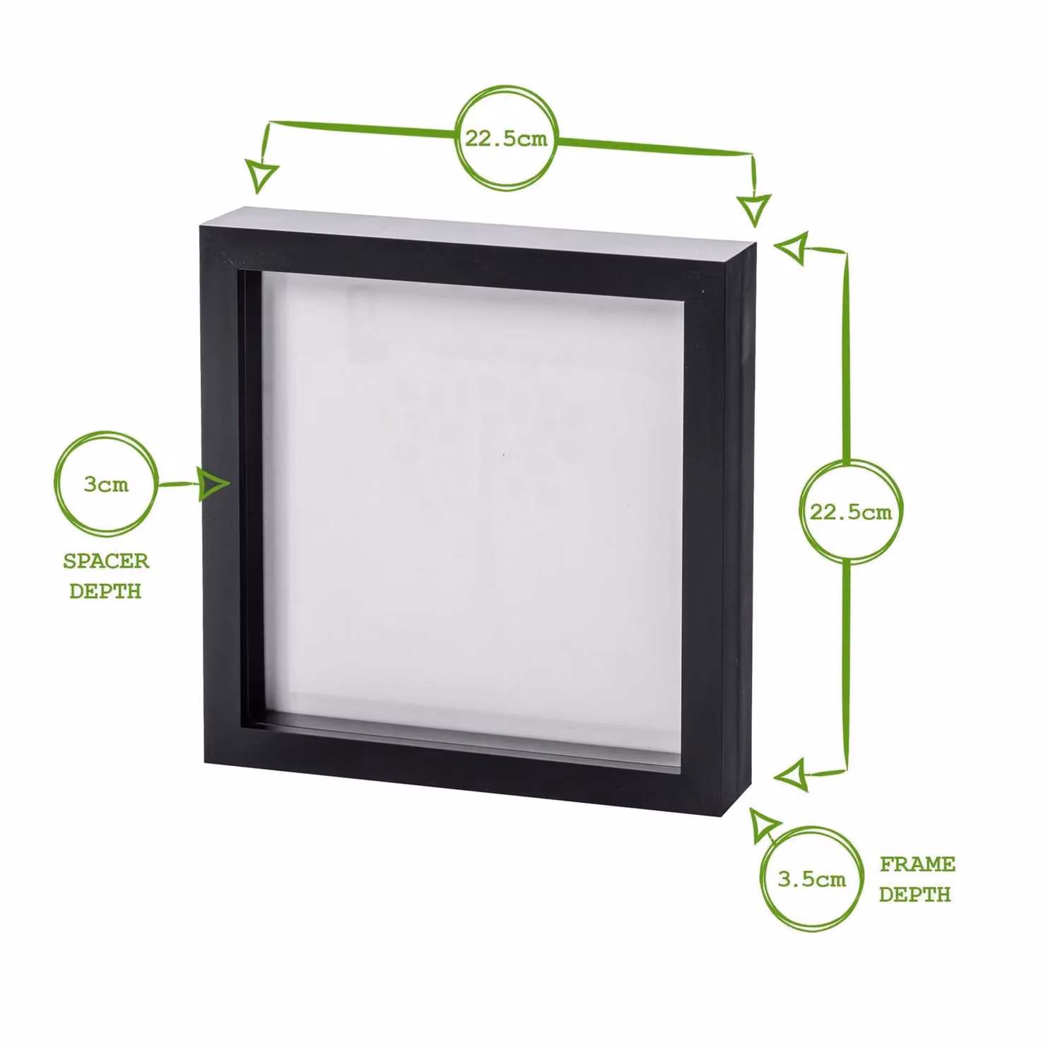 Nicola Spring Pack of 5 Black Square 3D Shadow Box Photo Frames for Crafts and Keepsakes – 10