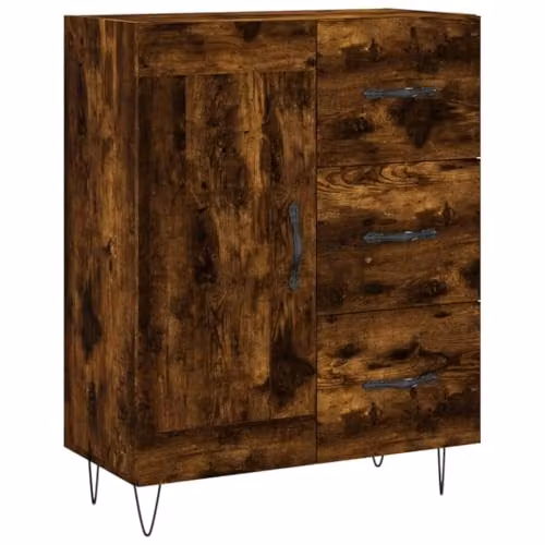 vidaXL Modern Sideboard and Storage Cabinet in Smoked Oak, W/D/H: 90 x 27.5 x 69.5 cm