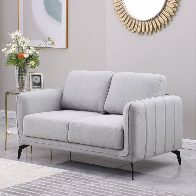 More4Homes Oslo Scandinavian Style Fabric 2 and 3 Seater Sofa Set in Light Grey