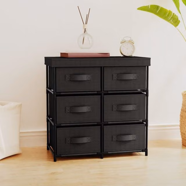 Berkfield Home Freestanding Metal Storage Cabinet with 6 Drawers, Black, W: 55 cm, D: 29 cm, H: 55 cm – 1