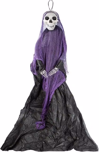 VFM e-Store 7ft Hanging Skeleton Halloween Decoration in Purple and Orange